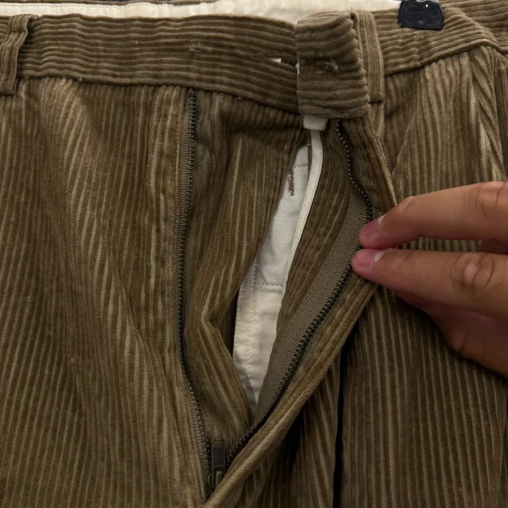 Brooks Brothers 346 Vintage Corduroy Pleated Cuffed Pants Mens 38x30 Tan Brown